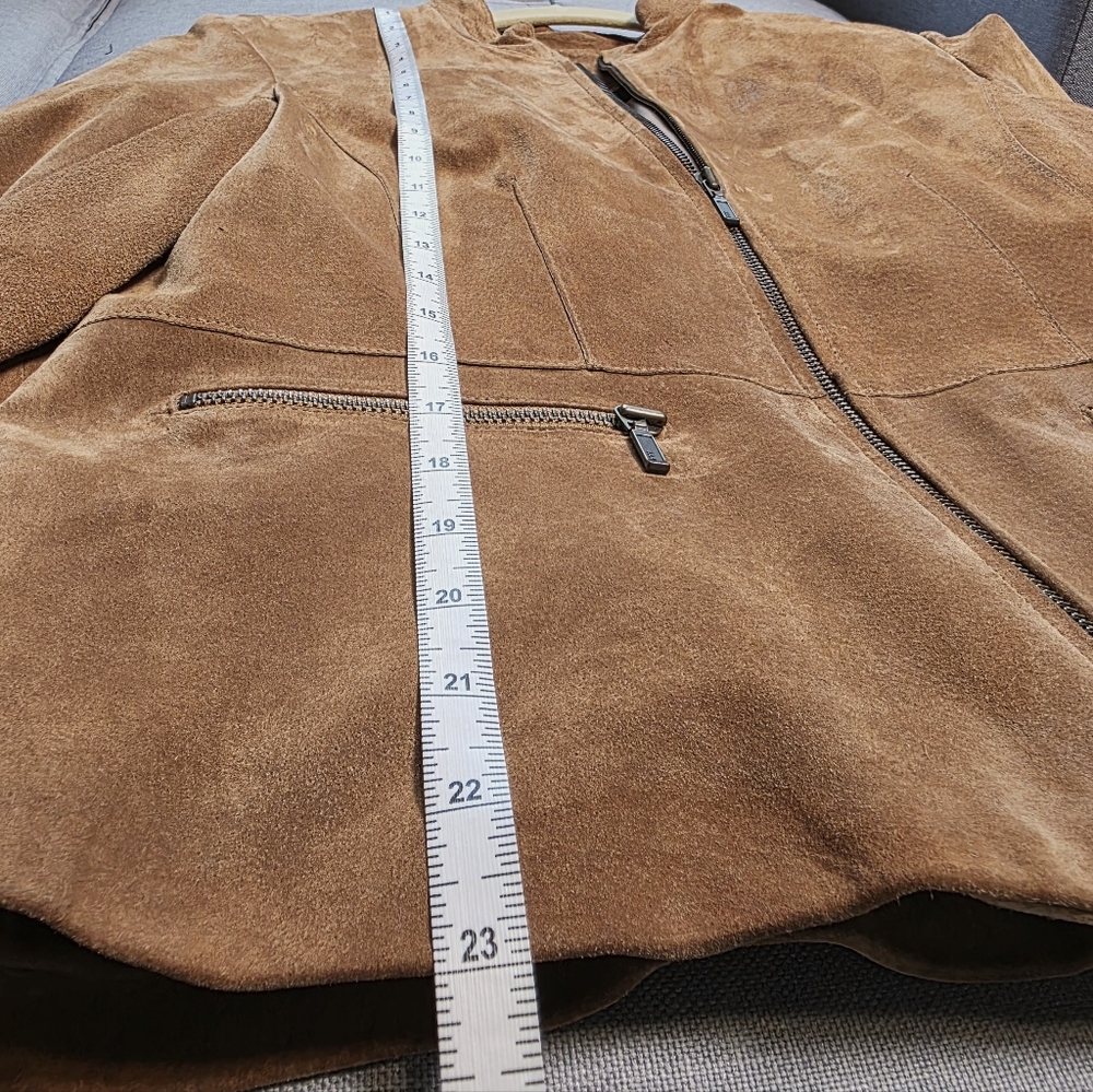 Alfani Women's Brown Suede Leather Zip-Up Jacket – Boho Classic Chic - Size M - Picture 15 of 15